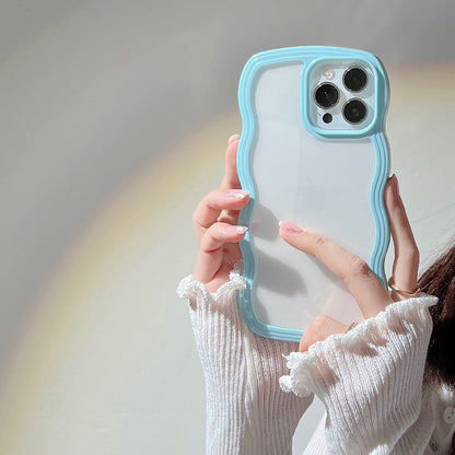 Wave Border Mobile Phone Case Solid Color Simple Candy Color. Shop Now 🛍️