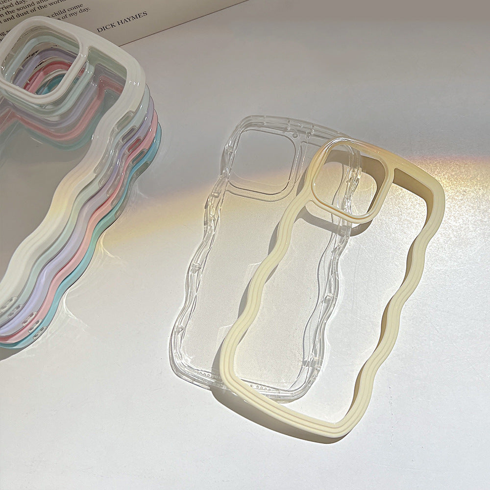 Wave Border Mobile Phone Case Solid Color Simple Candy Color. Shop Now 🛍️