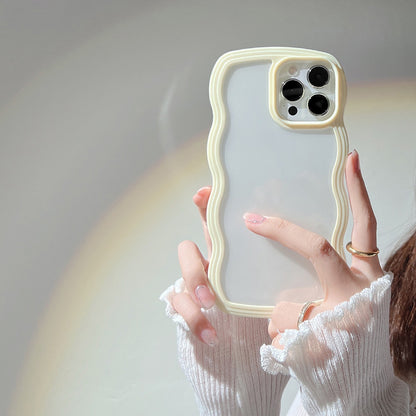 Wave Border Mobile Phone Case Solid Color Simple Candy Color. Shop Now 🛍️