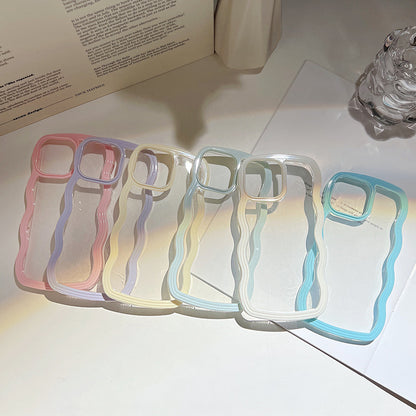 Wave Border Mobile Phone Case Solid Color Simple Candy Color. Shop Now 🛍️