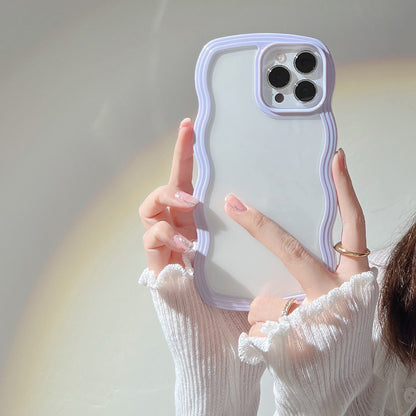 Wave Border Mobile Phone Case Solid Color Simple Candy Color. Shop Now 🛍️