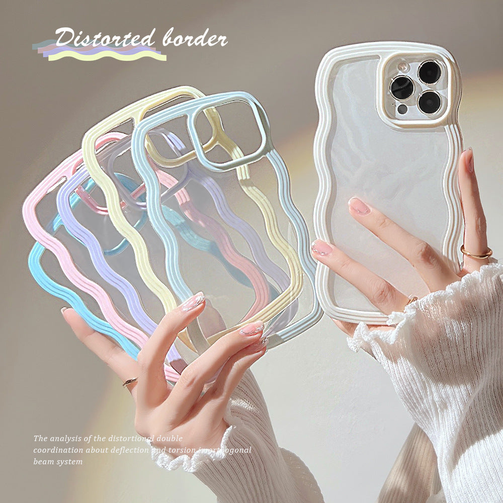 Wave Border Mobile Phone Case Solid Color Simple Candy Color. Shop Now 🛍️