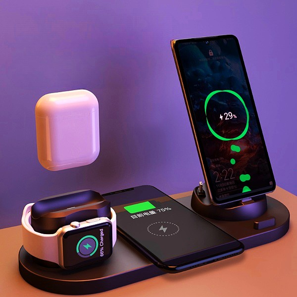 Wireless Charger For IPhone Fast Charger For Phone Fast Charging Pad For Phone Watch 6 In 1 Charging Dock Station. Shop Now 🛍️